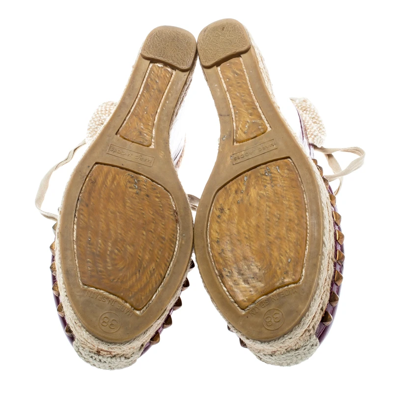 Marc Jacobs Burgundy Patent Leather Wedge Espadrille Platform Sandals Size 38 For Women 6 Marc Jacobs Burgundy Patent Leather Wedge Espadrille Platform Sandals Size 38 For Women - Image 6