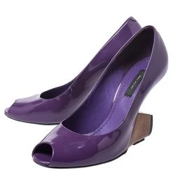 Marc Jacobs Purple Patent Leather Peep Toe Reverse Heel Pumps Size 38 For Women -Marc Jacobs shop luxury women marc jacobs used shoes p251878 002