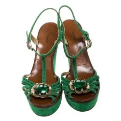 Marc Jacobs Green Suede Crystal Flower Embellished Ankle Strap Platform Sandals Size 39 For Women 10 Marc Jacobs Green Suede Crystal Flower Embellished Ankle Strap Platform Sandals Size 39 For Women -Marc Jacobs shop luxury women marc jacobs used shoes p256106 004