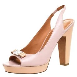 Marc By Marc Jacobs Blush Pink/Beige Leather Open Toe Slingback Sandals Size 38 For Women