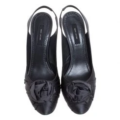 Marc Jacobs Graphite Satin Ruffle And Rose Detail Round Toe Slingback Sandals Size 36.5 For Women 10 Marc Jacobs Graphite Satin Ruffle And Rose Detail Round Toe Slingback Sandals Size 36.5 For Women -Marc Jacobs shop luxury women marc jacobs used shoes p260688 003