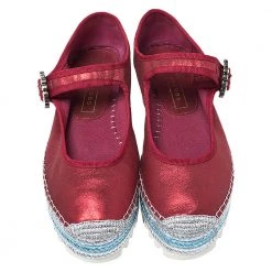 Marc Jacobs Metallic Red Leather Crystal Embellished Suzi Mary Jane Platform Sneakers Size 37 For Women -Marc Jacobs shop luxury women marc jacobs used shoes p276568 007