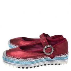 Marc Jacobs Metallic Red Leather Crystal Embellished Suzi Mary Jane Platform Sneakers Size 37 For Women -Marc Jacobs shop luxury women marc jacobs used shoes p276568 008