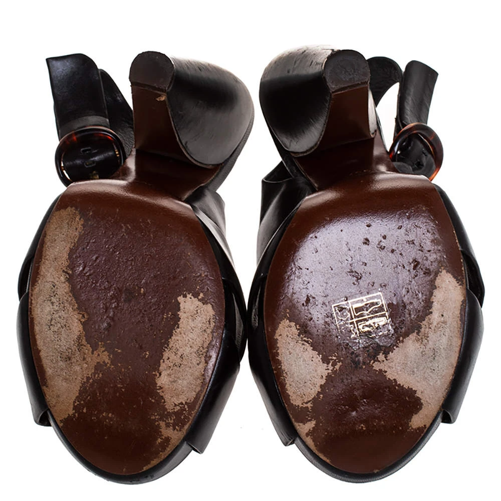 Marc Jacobs Black Leather Crisscross Slingback Platform Sandals Size 36.5 For Women 6 Marc Jacobs Black Leather Crisscross Slingback Platform Sandals Size 36.5 For Women - Image 6