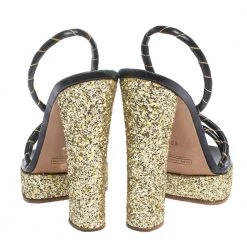 Marc Jacobs Black/Gold Leather And Glitter Fabric Slingback Platform Sandals Size 40 For Women 12 Marc Jacobs Black/Gold Leather And Glitter Fabric Slingback Platform Sandals Size 40 For Women -Marc Jacobs shop luxury women marc jacobs used shoes p296388 002