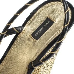 Marc Jacobs Black/Gold Leather And Glitter Fabric Slingback Platform Sandals Size 40 For Women 14 Marc Jacobs Black/Gold Leather And Glitter Fabric Slingback Platform Sandals Size 40 For Women -Marc Jacobs shop luxury women marc jacobs used shoes p296388 006