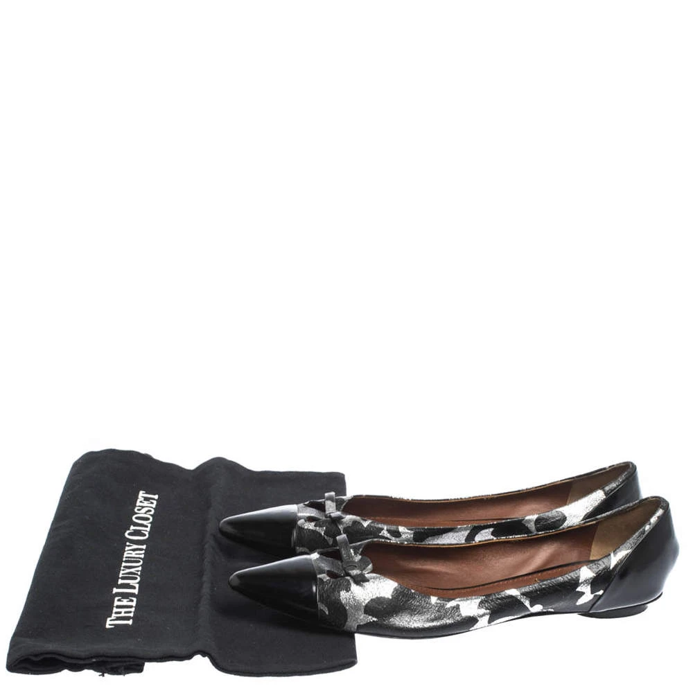 Marc Jacobs Black/Silver Leather And Patent Pointed Toe Bow Ballet Flats Size 40 For Women 8 Marc Jacobs Black/Silver Leather And Patent Pointed Toe Bow Ballet Flats Size 40 For Women - Image 8