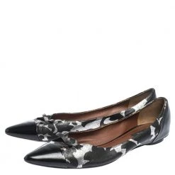 Marc Jacobs Black/Silver Leather And Patent Pointed Toe Bow Ballet Flats Size 40 For Women 11 Marc Jacobs Black/Silver Leather And Patent Pointed Toe Bow Ballet Flats Size 40 For Women -Marc Jacobs shop luxury women marc jacobs used shoes p296421 002