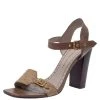 Marc Jacobs Brown Pony Hair And Leather Ankle Strap Sandals Size 39.5 For Women