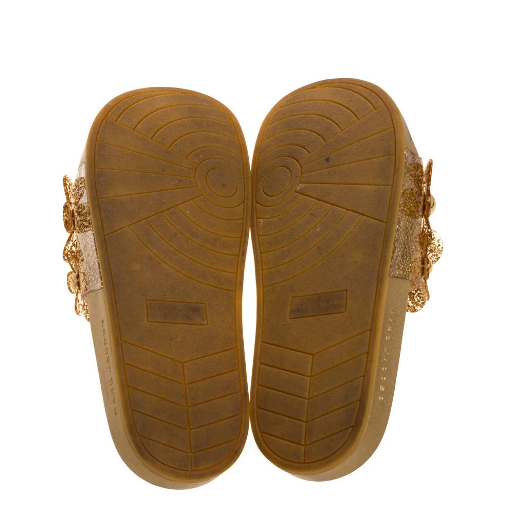 Marc Jacobs Gold Glitter Jelly Daisy Aqua Flower Flat Slides Size 39 For Women 6 Marc Jacobs Gold Glitter Jelly Daisy Aqua Flower Flat Slides Size 39 For Women - Image 6