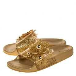Marc Jacobs Gold Glitter Jelly Daisy Aqua Flower Flat Slides Size 39 For Women 11 Marc Jacobs Gold Glitter Jelly Daisy Aqua Flower Flat Slides Size 39 For Women -Marc Jacobs shop luxury women marc jacobs used shoes p315552 007