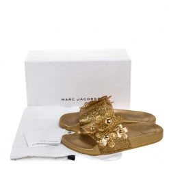 Marc Jacobs Gold Glitter Jelly Daisy Aqua Flower Flat Slides Size 39 For Women 15 Marc Jacobs Gold Glitter Jelly Daisy Aqua Flower Flat Slides Size 39 For Women -Marc Jacobs shop luxury women marc jacobs used shoes p315552 008