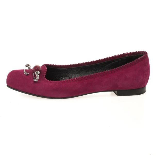 Marc Jacobs Pink Suede Safety Pin Ballet Flats Size 38.5 For Women 2 Marc Jacobs Pink Suede Safety Pin Ballet Flats Size 38.5 For Women - Image 2