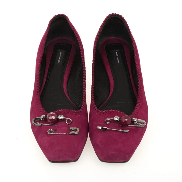 Marc Jacobs Pink Suede Safety Pin Ballet Flats Size 38.5 For Women 8 Marc Jacobs Pink Suede Safety Pin Ballet Flats Size 38.5 For Women - Image 8