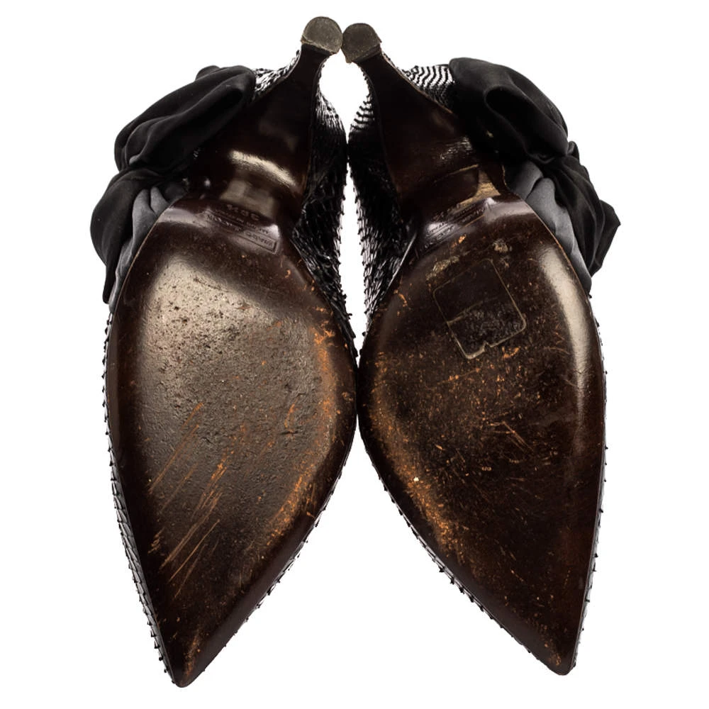 Marc Jacobs Black Python Leather Side Bow Pointed Toe Pumps Size 39.5 For Women 6 Marc Jacobs Black Python Leather Side Bow Pointed Toe Pumps Size 39.5 For Women - Image 6