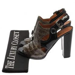 Marc Jacobs Green/Black Croc Embossed Patent Leather Slingback Sandals Size 39.5 For Women 15 Marc Jacobs Green/Black Croc Embossed Patent Leather Slingback Sandals Size 39.5 For Women -Marc Jacobs shop luxury women marc jacobs used shoes p352041 001