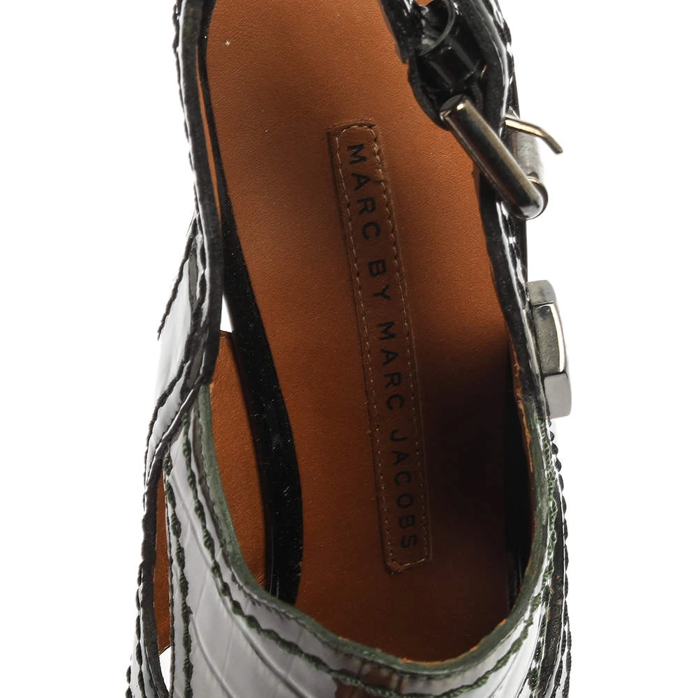 Marc Jacobs Green/Black Croc Embossed Patent Leather Slingback Sandals Size 39.5 For Women 7 Marc Jacobs Green/Black Croc Embossed Patent Leather Slingback Sandals Size 39.5 For Women - Image 7