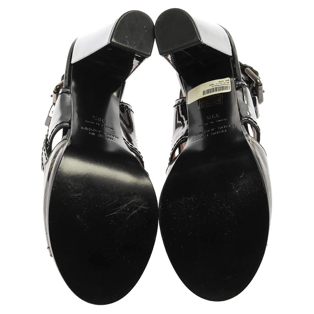 Marc Jacobs Green/Black Croc Embossed Patent Leather Slingback Sandals Size 39.5 For Women 6 Marc Jacobs Green/Black Croc Embossed Patent Leather Slingback Sandals Size 39.5 For Women - Image 6