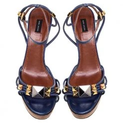 Marc Jacobs Blue Leather Strappy Ankle Strap Platform Sandals Size 40 For Women -Marc Jacobs shop luxury women marc jacobs used shoes p352589 003