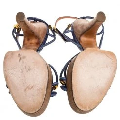 Marc Jacobs Blue Leather Strappy Ankle Strap Platform Sandals Size 40 For Women -Marc Jacobs shop luxury women marc jacobs used shoes p352589 004