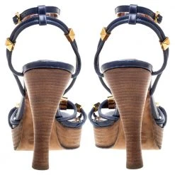 Marc Jacobs Blue Leather Strappy Ankle Strap Platform Sandals Size 40 For Women -Marc Jacobs shop luxury women marc jacobs used shoes p352589 006