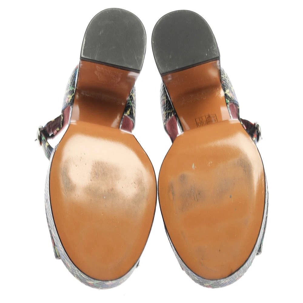 Marc Jacobs Multicolor Snake Embossed Leather Sky Floral Platform Sandals Size 38 For Women 6 Marc Jacobs Multicolor Snake Embossed Leather Sky Floral Platform Sandals Size 38 For Women - Image 6