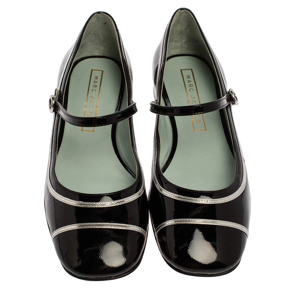Marc Jacobs Black/ Silver Patent Leather Poppy Mary Jane Ballerina Flat Size 39.5 For Women 3 Marc Jacobs Black/ Silver Patent Leather Poppy Mary Jane Ballerina Flat Size 39.5 For Women - Image 3