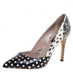 Marc Jacobs White / Black Printed Python Pointed Toe Pumps Size 39 For Women