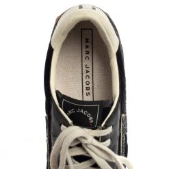 Marc Jacobs Black/White Velvet And Leather Lightening Bolt Sneakers Size 39 For Women -Marc Jacobs shop luxury women marc jacobs used shoes p384746 003