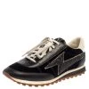 Marc Jacobs Black/White Velvet And Leather Lightening Bolt Sneakers Size 39 For Women