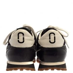 Marc Jacobs Black/White Velvet And Leather Lightening Bolt Sneakers Size 39 For Women -Marc Jacobs shop luxury women marc jacobs used shoes p384746 005