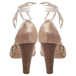 Marc Jacobs Metallic Bronze Leather Ankle Tie Pumps Size 40 For Women -Marc Jacobs shop luxury women marc jacobs used shoes p396524 004