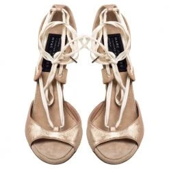 Marc Jacobs Metallic Bronze Leather Ankle Tie Pumps Size 40 For Women -Marc Jacobs shop luxury women marc jacobs used shoes p396524 005