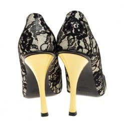 Marc Jacobs Yellow/Black Lace And Patent Leather Bow Detail Pumps Size 39 For Women -Marc Jacobs shop luxury women marc jacobs used shoes p396564 002