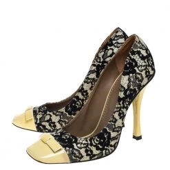Marc Jacobs Yellow/Black Lace And Patent Leather Bow Detail Pumps Size 39 For Women -Marc Jacobs shop luxury women marc jacobs used shoes p396564 007