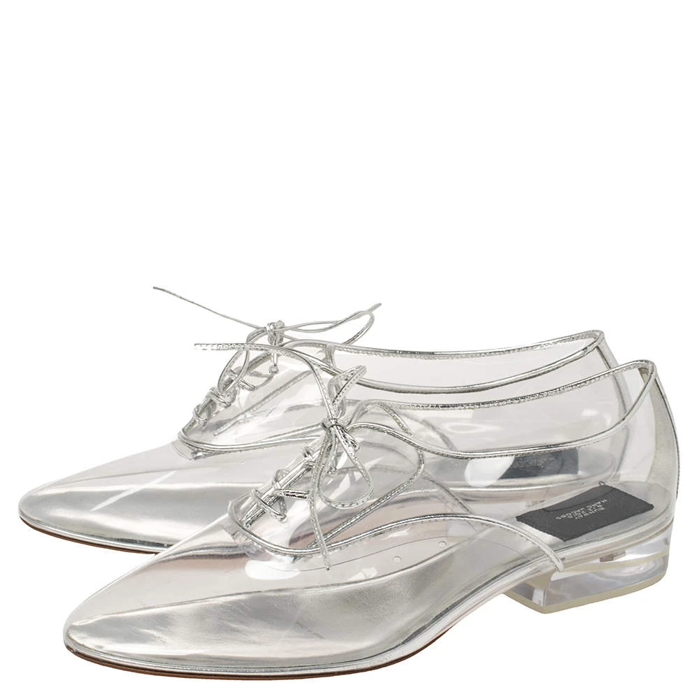 Marc Jacobs Silver PVC And Leather Transparent Clear Heel Oxfords Size 41 For Women 4 Marc Jacobs Silver PVC And Leather Transparent Clear Heel Oxfords Size 41 For Women - Image 4