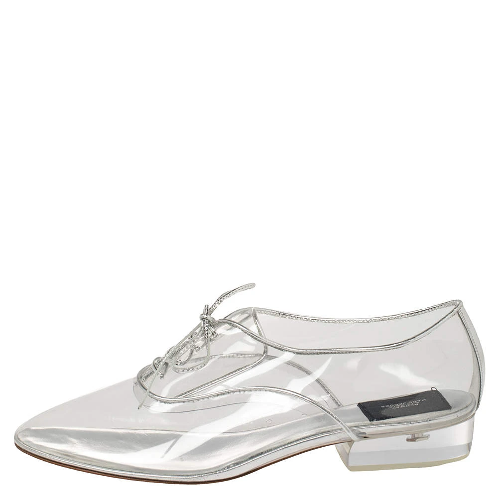 Marc Jacobs Silver PVC And Leather Transparent Clear Heel Oxfords Size 41 For Women 2 Marc Jacobs Silver PVC And Leather Transparent Clear Heel Oxfords Size 41 For Women - Image 2