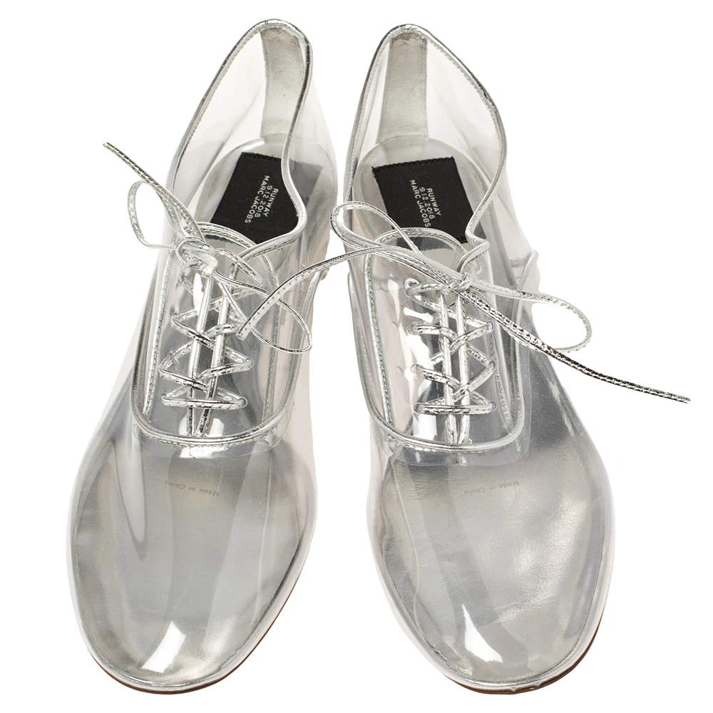 Marc Jacobs Silver PVC And Leather Transparent Clear Heel Oxfords Size 41 For Women 3 Marc Jacobs Silver PVC And Leather Transparent Clear Heel Oxfords Size 41 For Women - Image 3