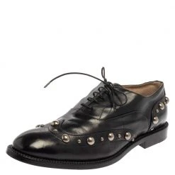 Marc Jacobs Black Leather Studded Oxfords Size 41 For Women