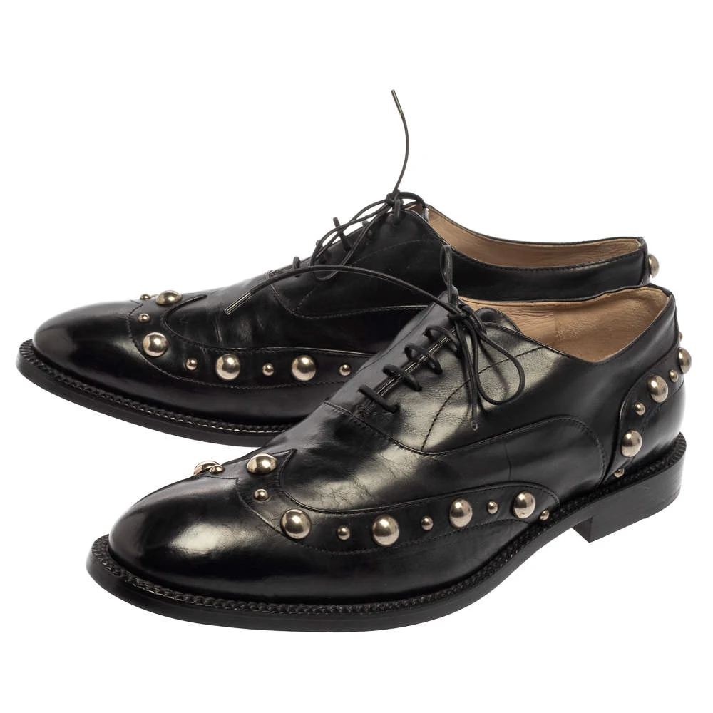 Marc Jacobs Black Leather Studded Oxfords Size 41 For Women 4 Marc Jacobs Black Leather Studded Oxfords Size 41 For Women - Image 4