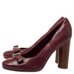 Marc By Marc Jacobs Burgundy Leather Bow Wooden Heel Pumps Sze 38 For Women -Marc Jacobs shop luxury women marc jacobs used shoes p409273 001