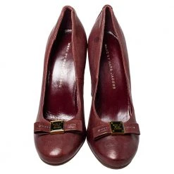 Marc By Marc Jacobs Burgundy Leather Bow Wooden Heel Pumps Sze 38 For Women -Marc Jacobs shop luxury women marc jacobs used shoes p409273 002
