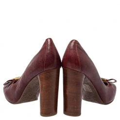 Marc By Marc Jacobs Burgundy Leather Bow Wooden Heel Pumps Sze 38 For Women -Marc Jacobs shop luxury women marc jacobs used shoes p409273 004