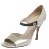 Marc Jacobs Pearl White Patent Leather Peep Toe Sandals Size 40 For Women