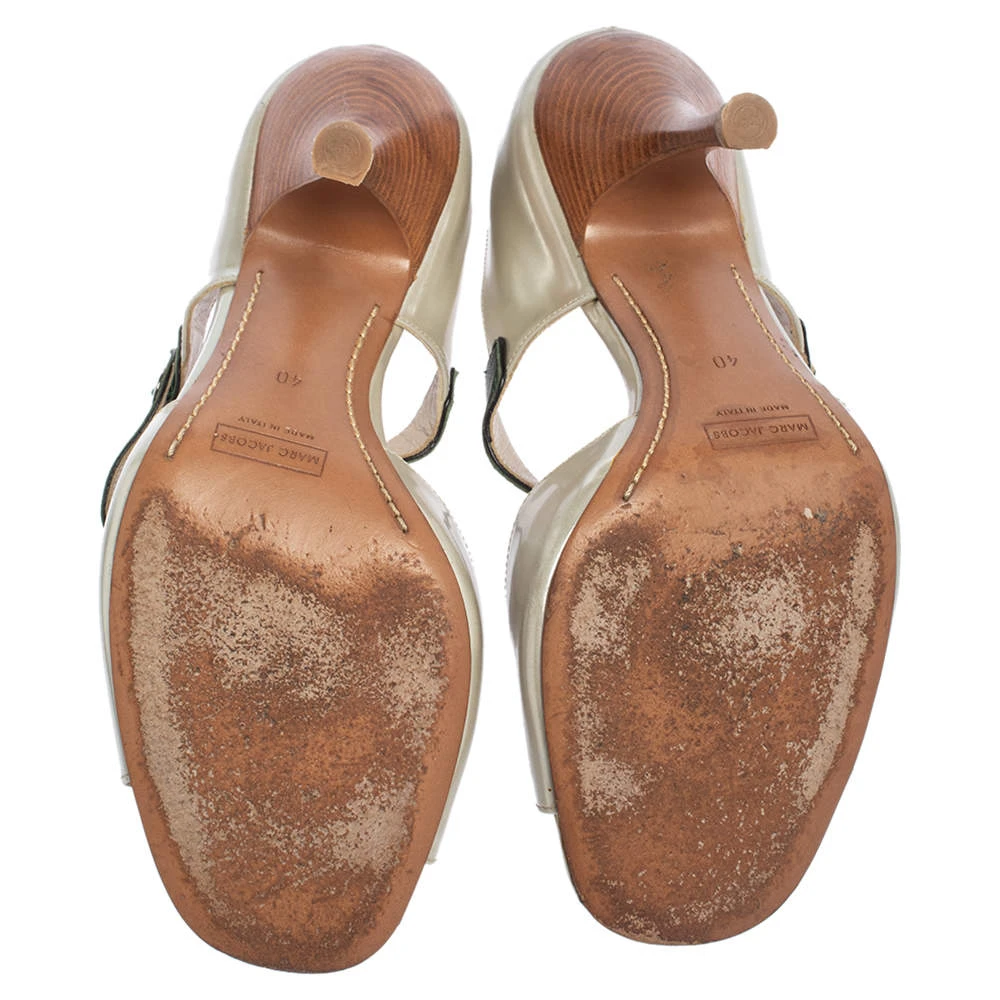 Marc Jacobs Pearl White Patent Leather Peep Toe Sandals Size 40 For Women 6 Marc Jacobs Pearl White Patent Leather Peep Toe Sandals Size 40 For Women - Image 6