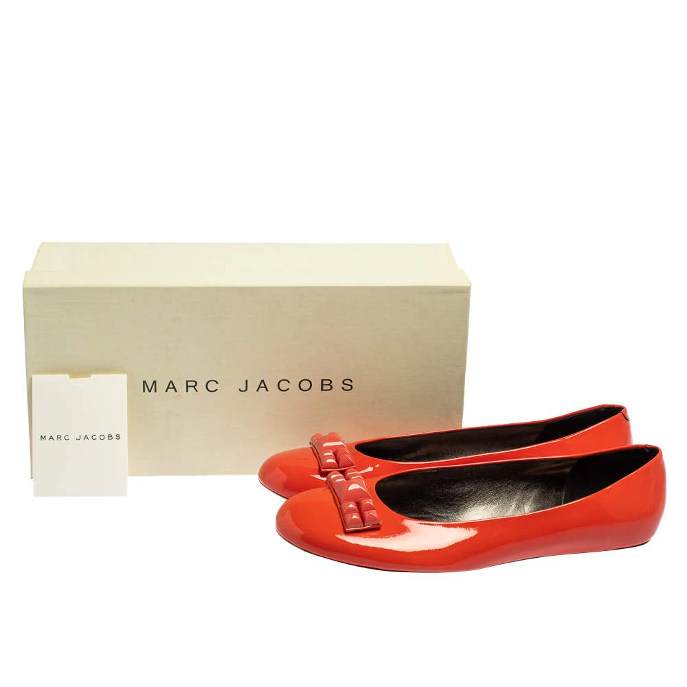 Marc Jacobs Orange Patent Leather Embellished Bow Ballet Flats Size 37.5 For Women 8 Marc Jacobs Orange Patent Leather Embellished Bow Ballet Flats Size 37.5 For Women - Image 8