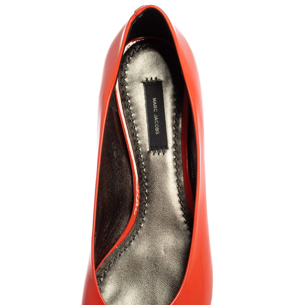 Marc Jacobs Orange Patent Leather Embellished Bow Ballet Flats Size 37.5 For Women 7 Marc Jacobs Orange Patent Leather Embellished Bow Ballet Flats Size 37.5 For Women - Image 7