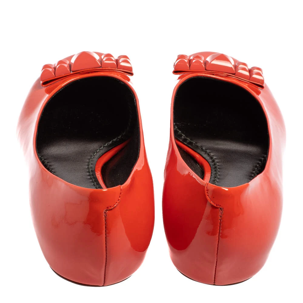 Marc Jacobs Orange Patent Leather Embellished Bow Ballet Flats Size 37.5 For Women 5 Marc Jacobs Orange Patent Leather Embellished Bow Ballet Flats Size 37.5 For Women - Image 5