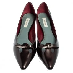 Marc Jacobs Dark Burgundy Leather Bow Pointed Toe Ballet Flats Size 38.5 For Women -Marc Jacobs shop luxury women marc jacobs used shoes p421907 007