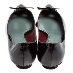 Marc Jacobs Dark Burgundy Leather Bow Pointed Toe Ballet Flats Size 38.5 For Women -Marc Jacobs shop luxury women marc jacobs used shoes p421907 008